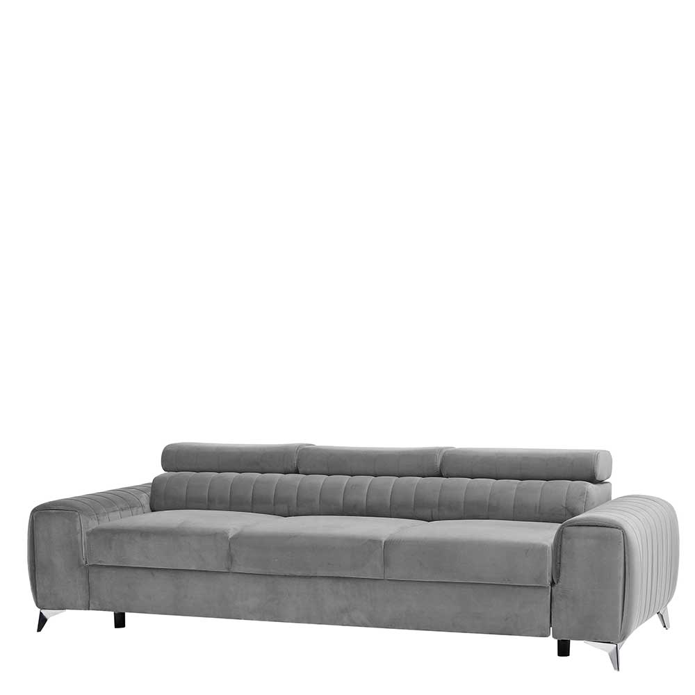 Federkerncouch in Hellgrau Velours - Moose