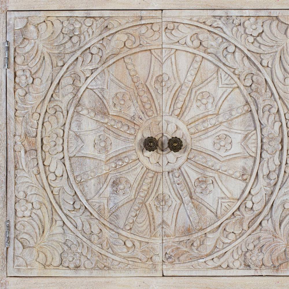 4-türiges Sideboard in Mangoholz Sandfarben - Ostinia