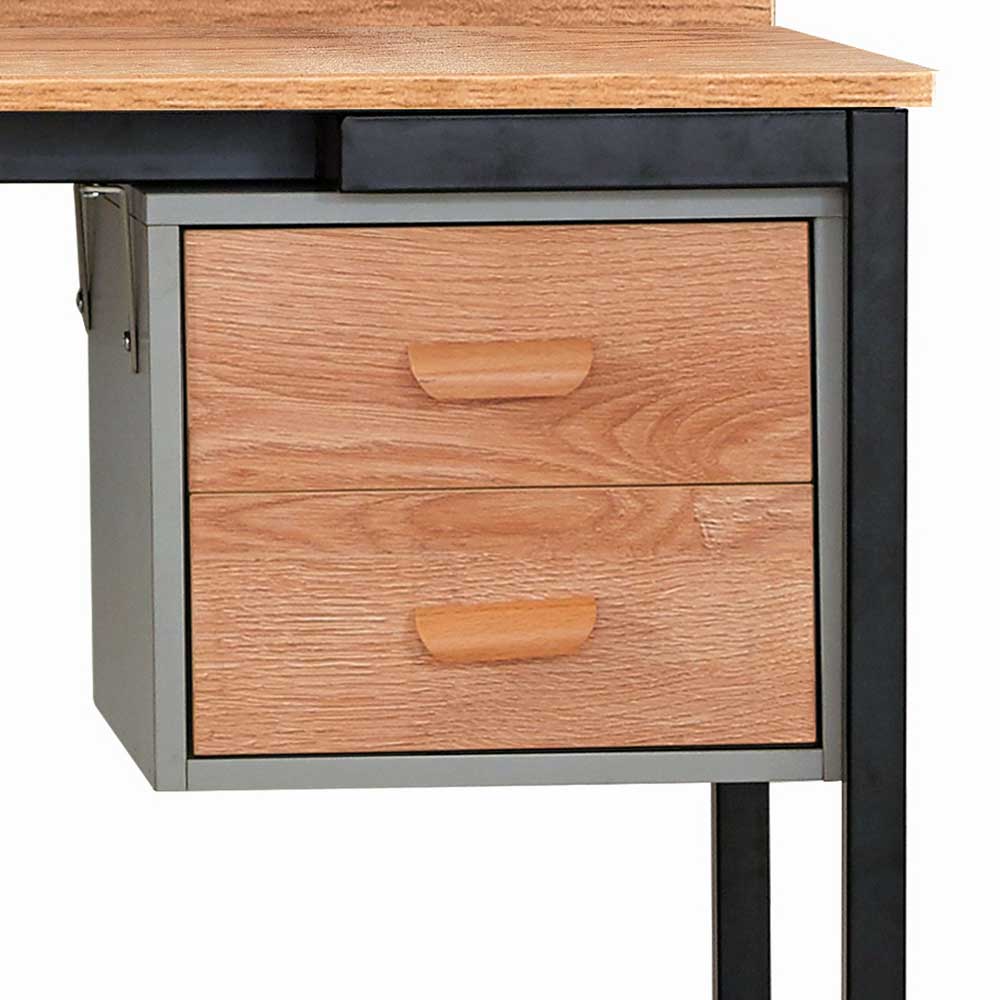 140x60 Industrial Schreibtisch mit Aufsatz - Pluta