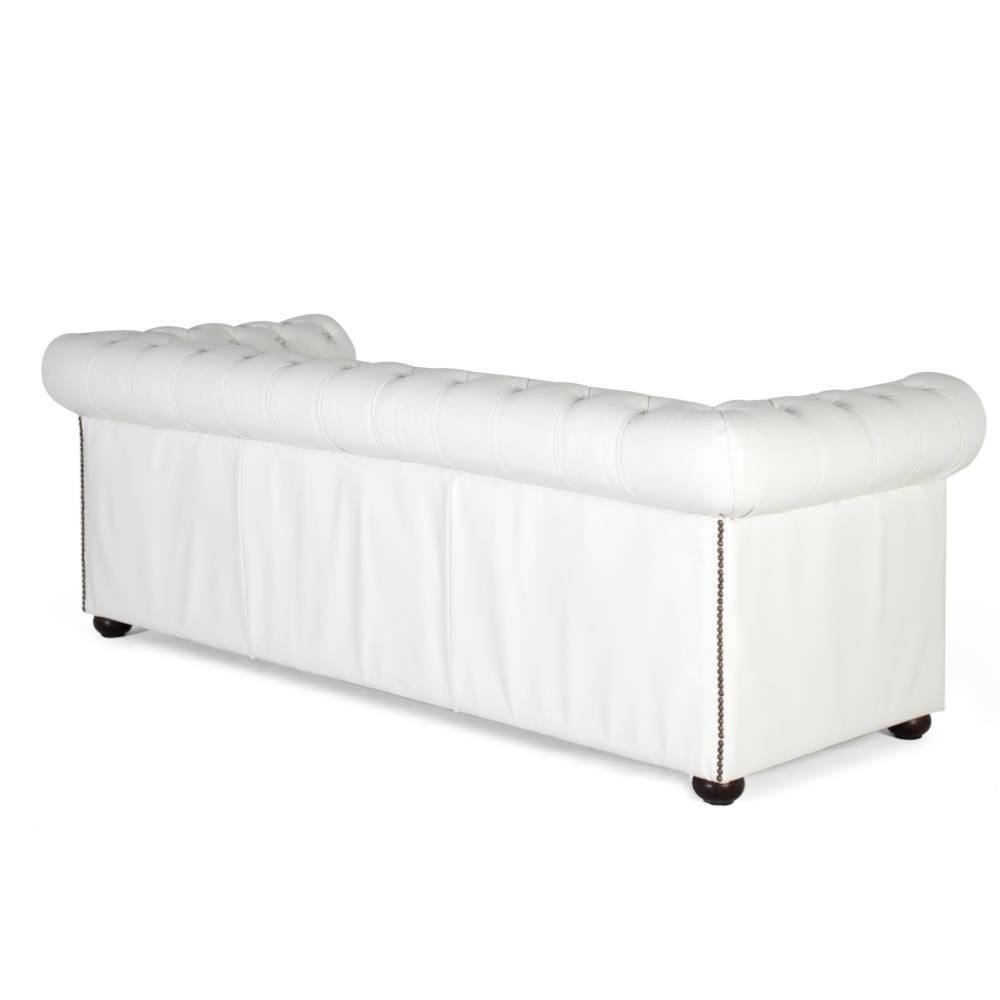 Chesterfield Ledersofa in Weiß - Pavias