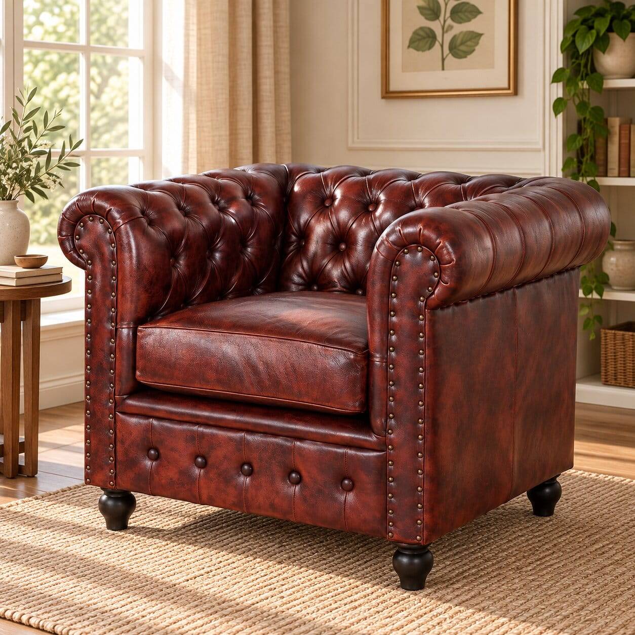 Chesterfield Sessel mit Lederbezug - Cantabry