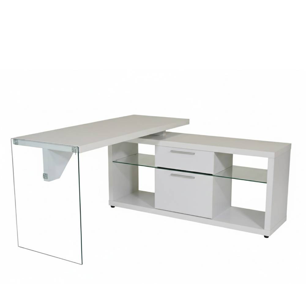 Design-Schreibtisch in Weiß und Transparent - Rosenna