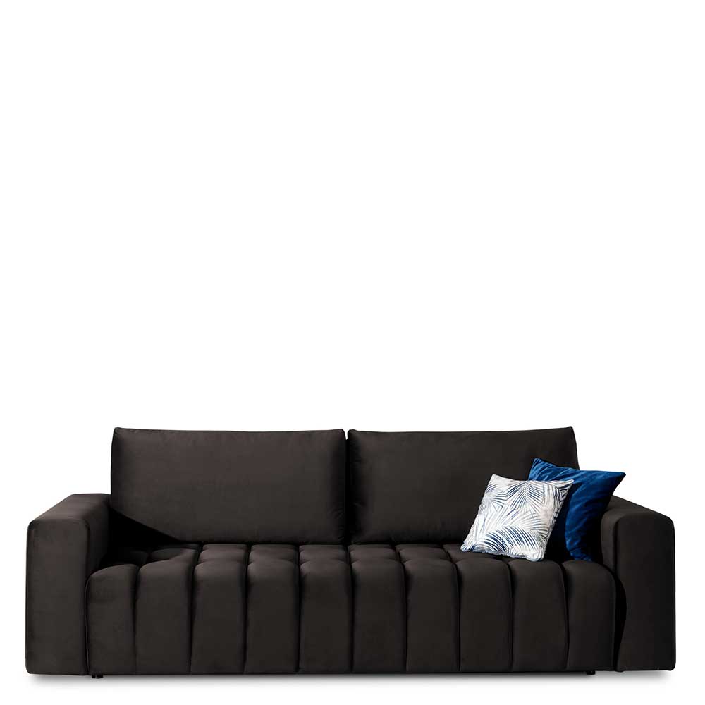 3er Wohnzimmercouch aus Samt Dunkelbraun - Ladwica