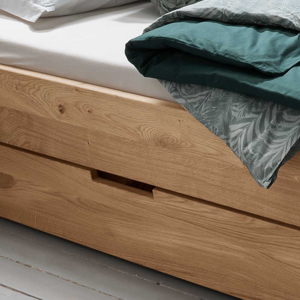 Schwebebett mit zwei Bettkästen aus Holz - Zennian