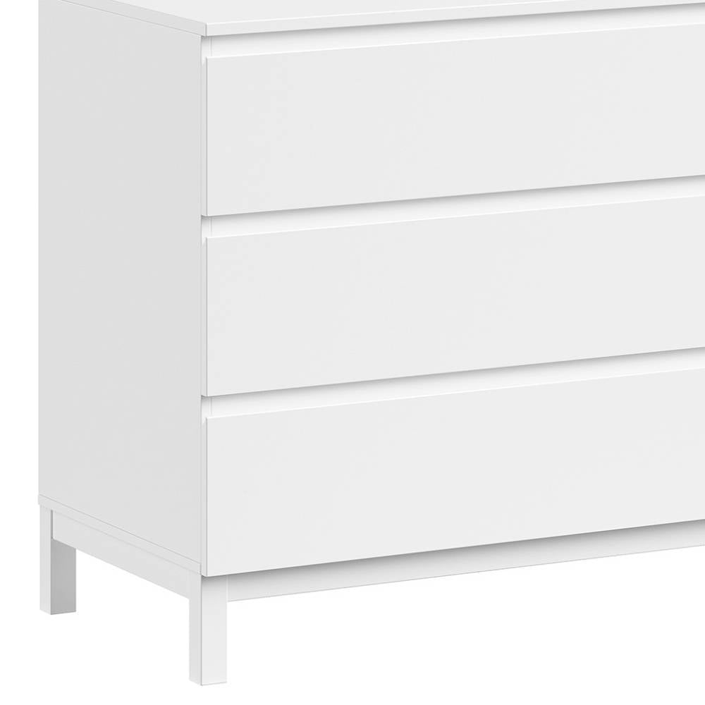 Weiße Kommode mit drei Schubladen und stabilen Beinen, ideal für das Kinderzimmer – Crocinol