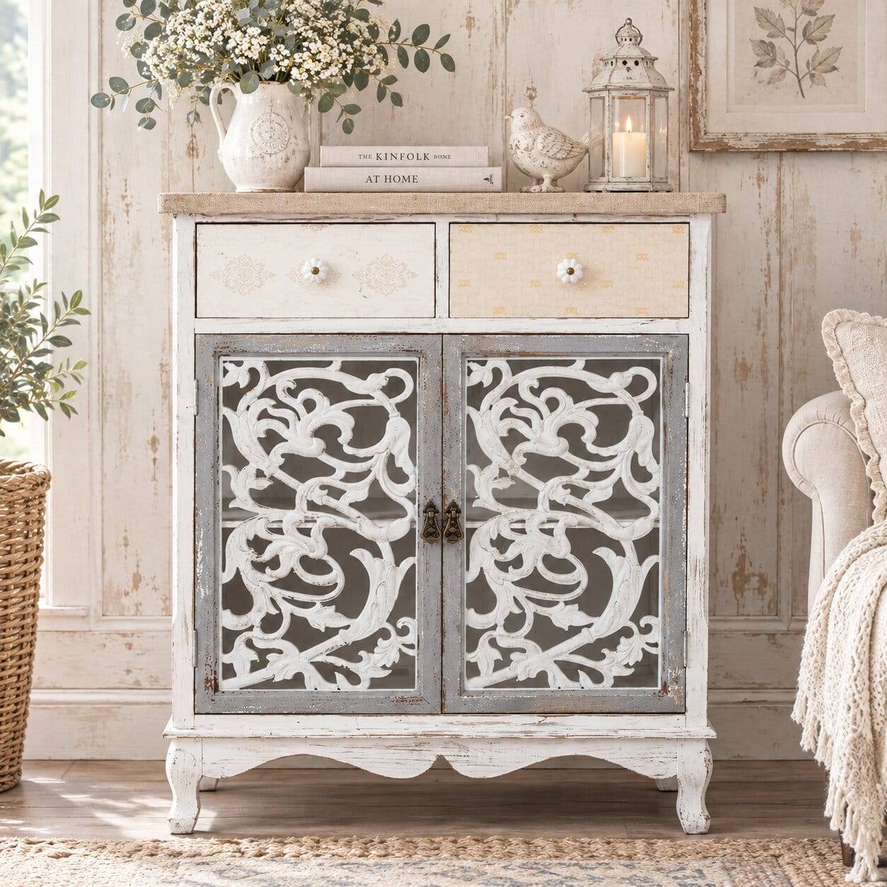 68x89x35 Kombi-Kommode im Shabby Chic - Levino