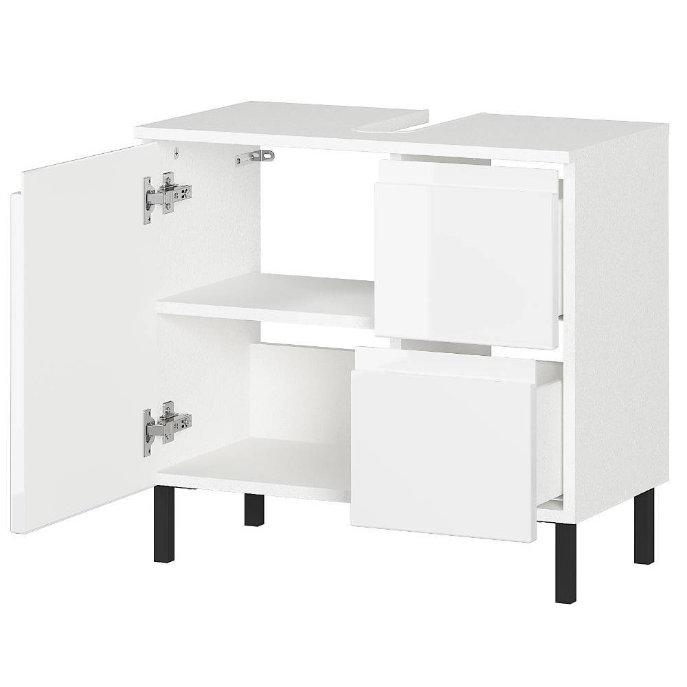 60 cm Waschbeckenschrank in Weiß Hochglanz - Loeesa