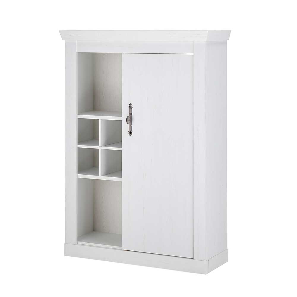 TV Anbauwand Set in weißer Holzoptik Pinie - Liancos (vierteilig)