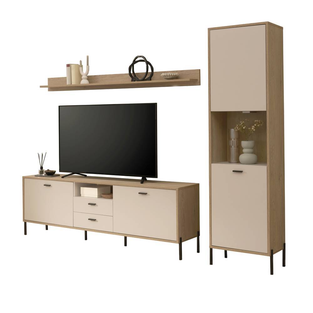 Wohnwandkombination in Beige - Dasanti (dreiteilig)