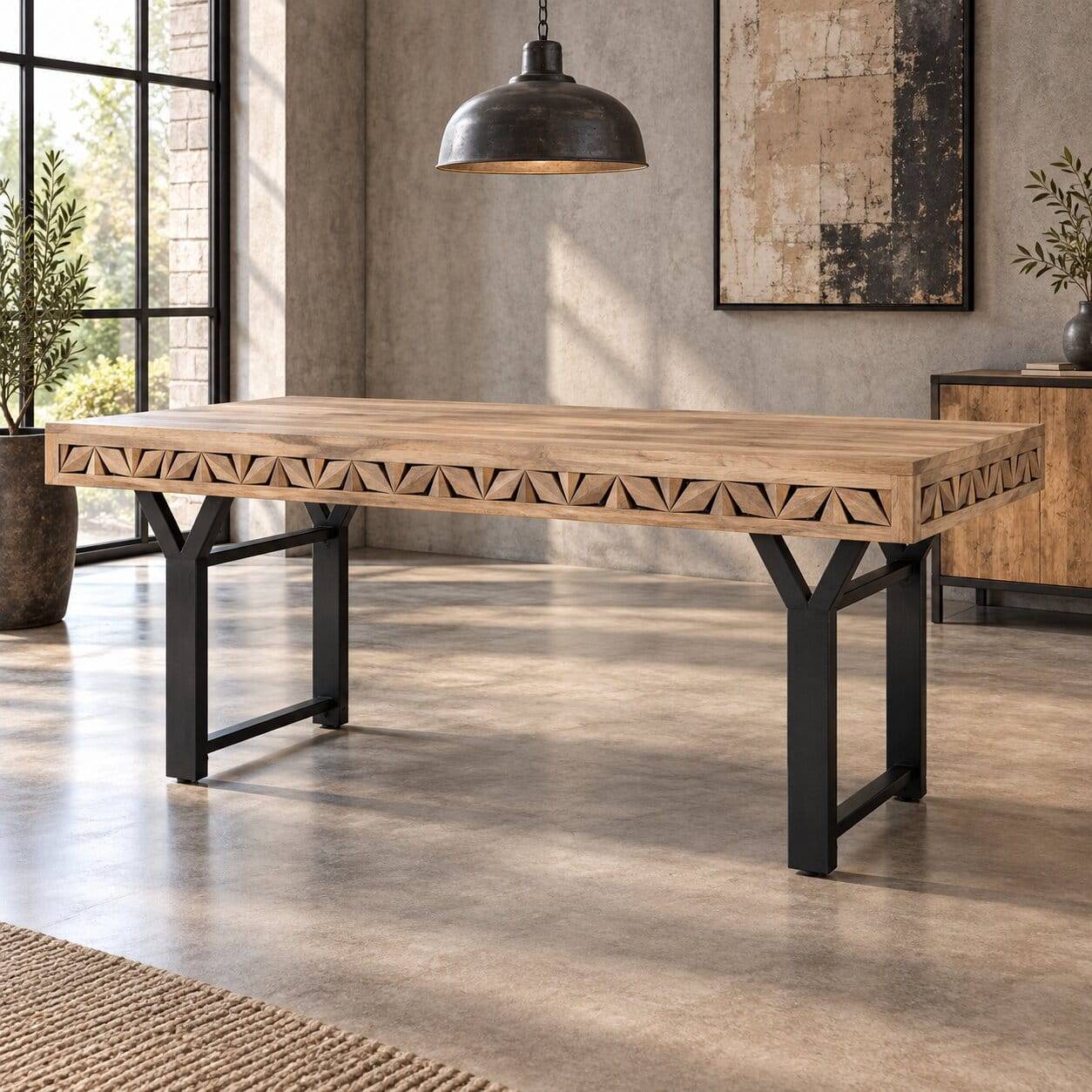 200x100 Designtisch aus Mangobaum Massivholz - Trian