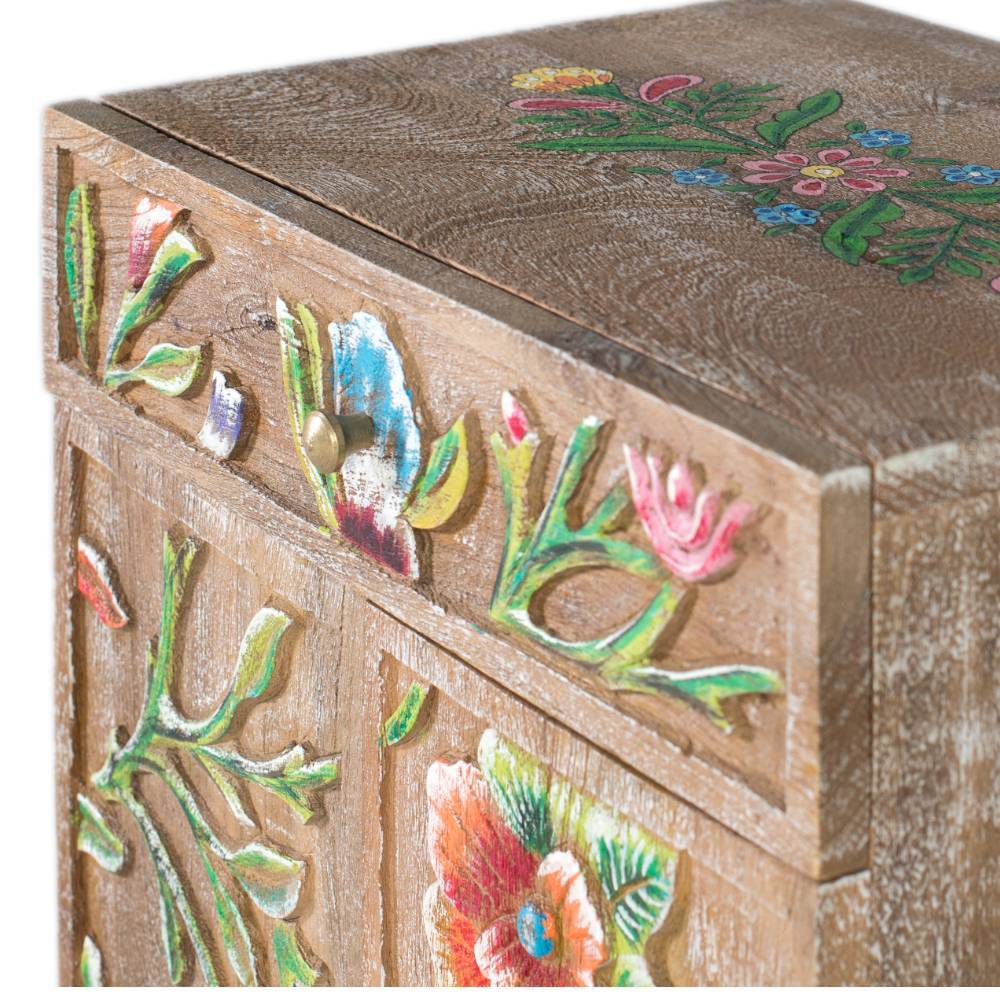 Massivholz Vertiko mit Blumen Dekor - Trinity