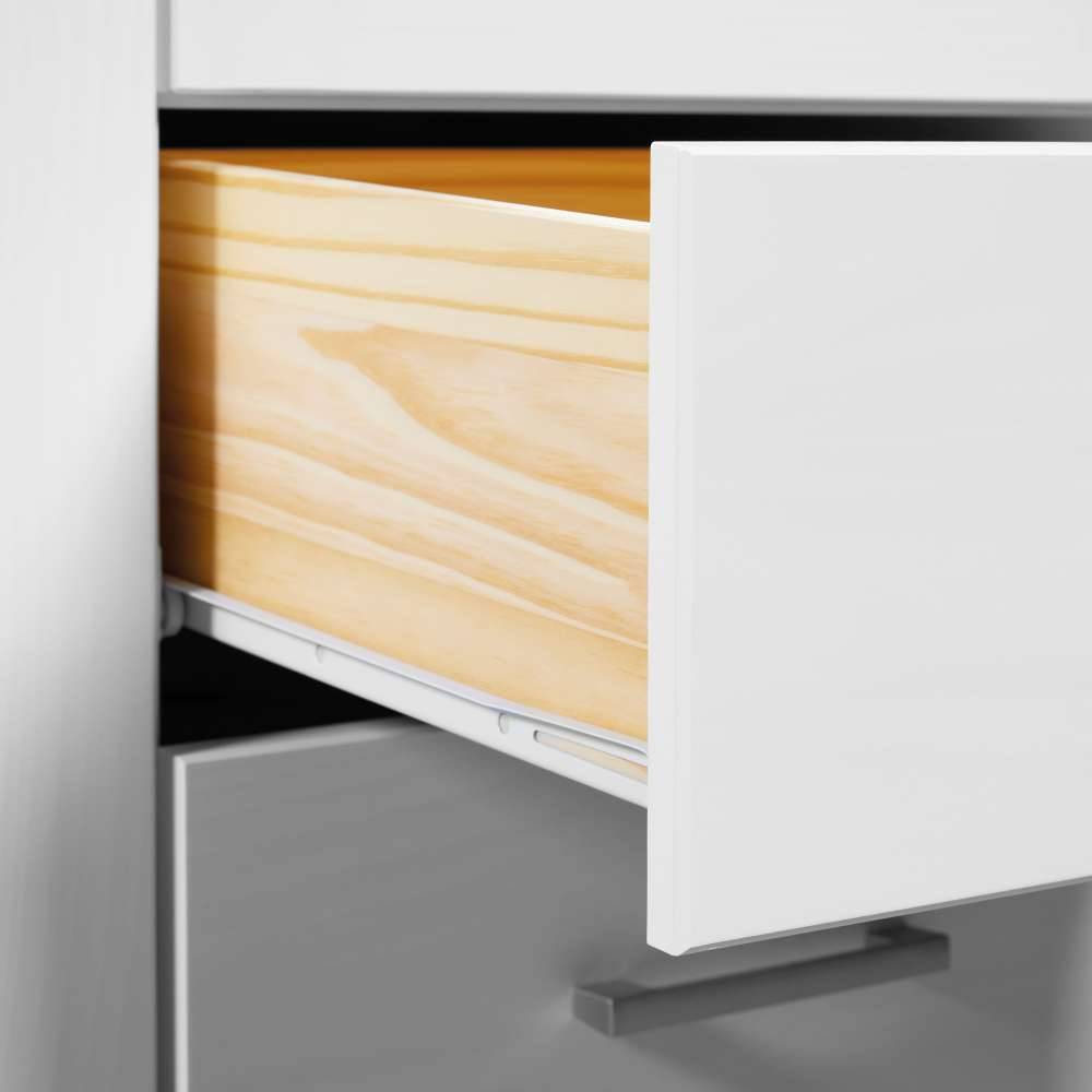 Weißer Kombi Kleiderschrank mit Spiegel - Jeston