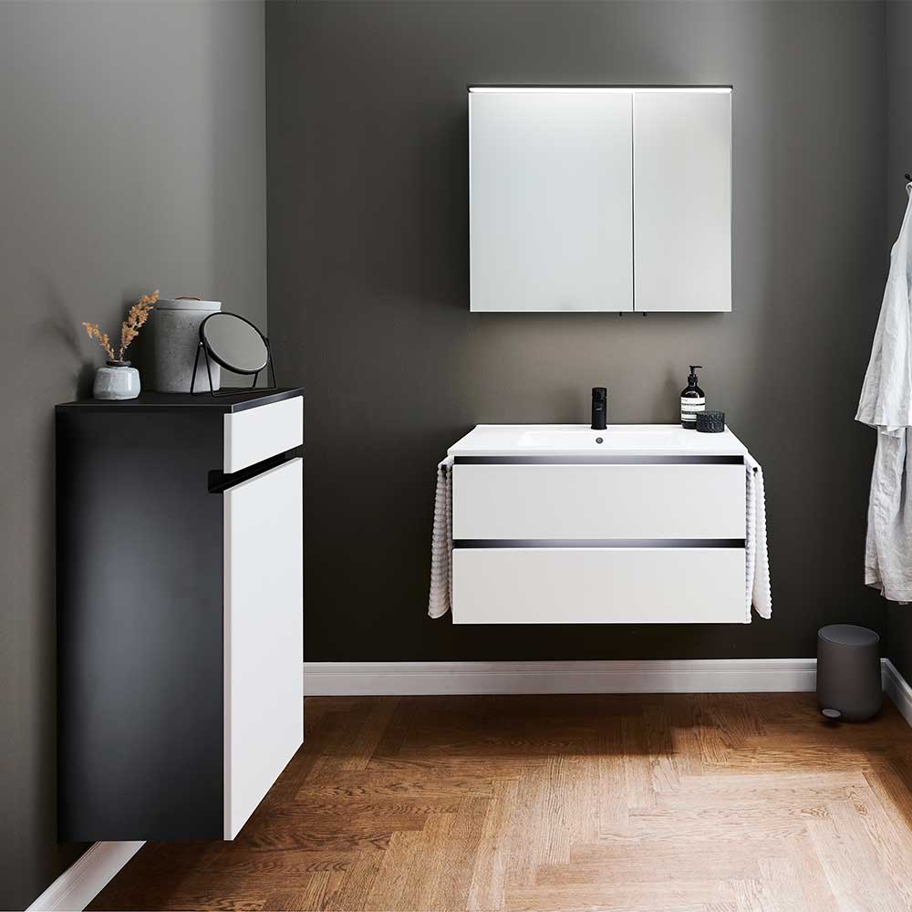 Badezimmer-Unterschrank in Weiß mit Schwarz - Aturin