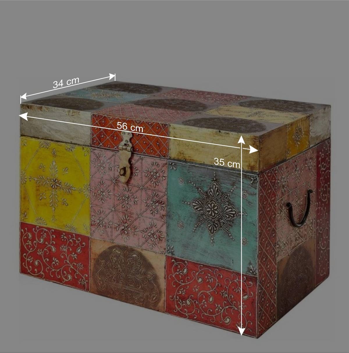 Bunte Holztruhe im Orientalischen Stil - Lilano