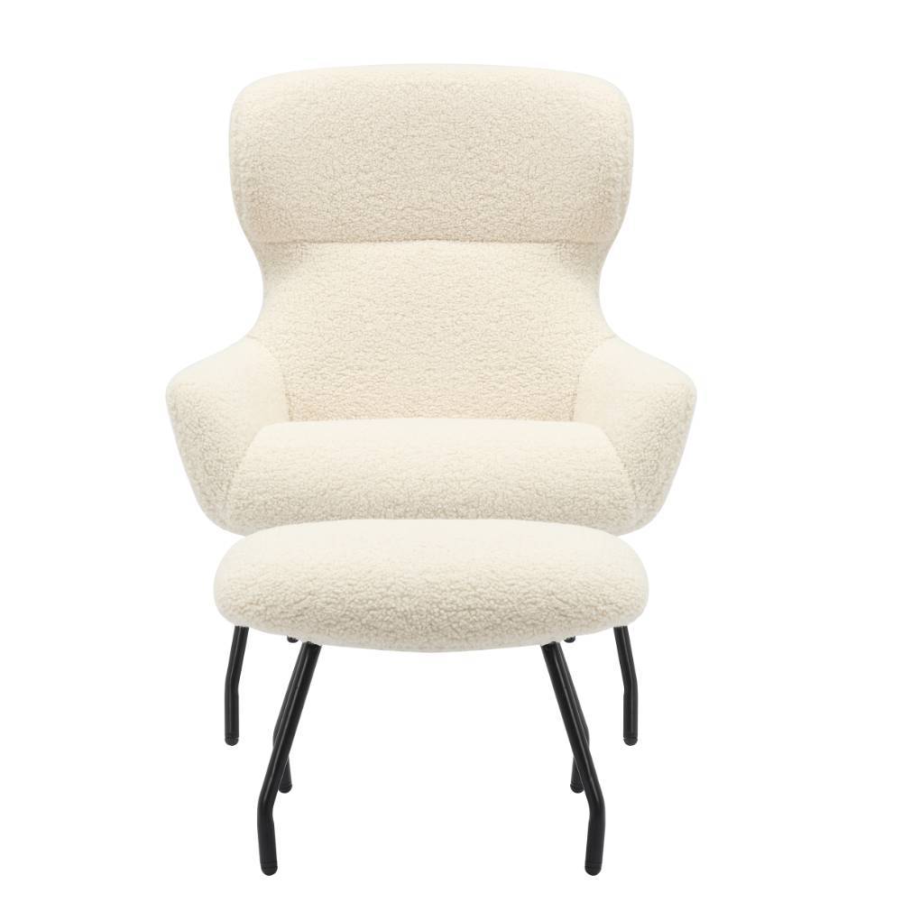 Skandi Sessel mit Hocker Set - Estoron (zweiteilig)