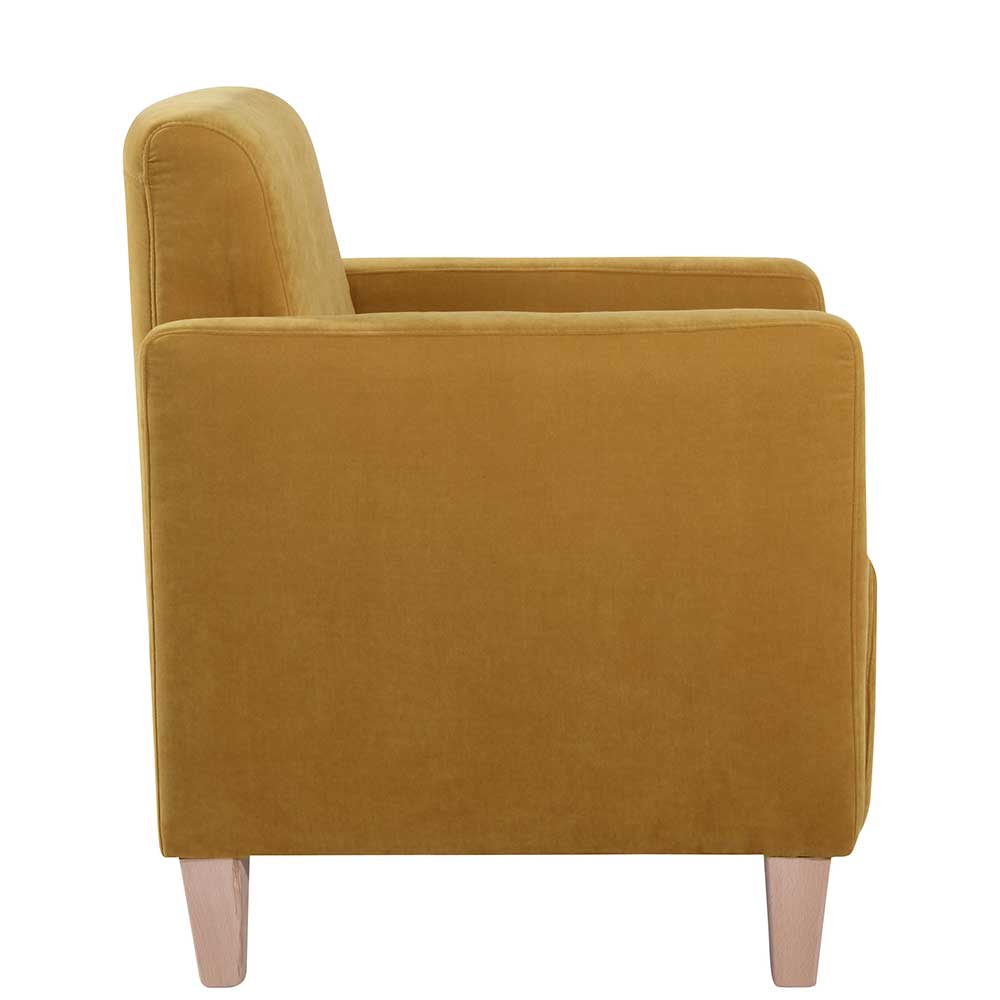 Modern-kantiger Sessel in Gelb und Buche - Crasting