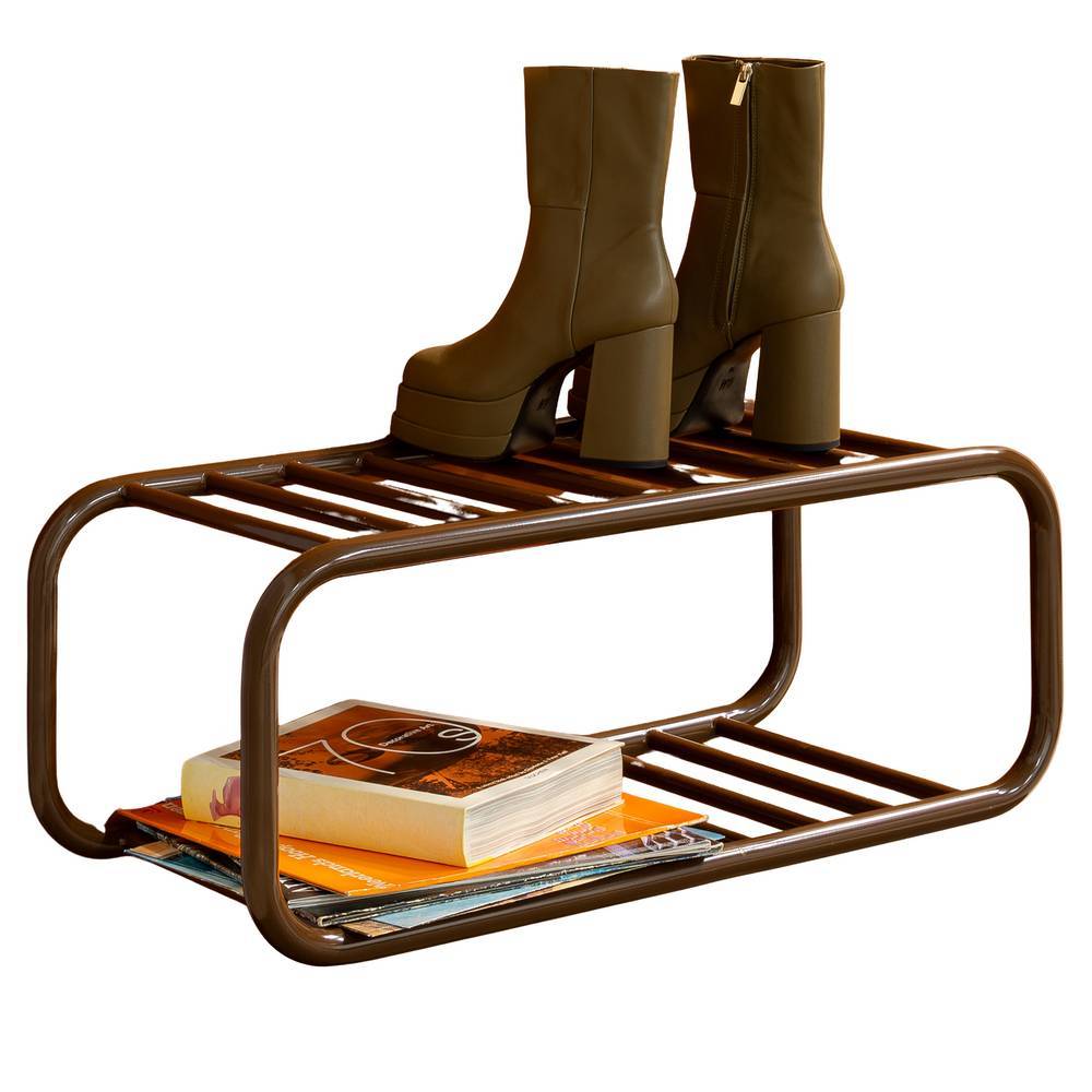 Metall-Schuhregal in Braun - Napcolia