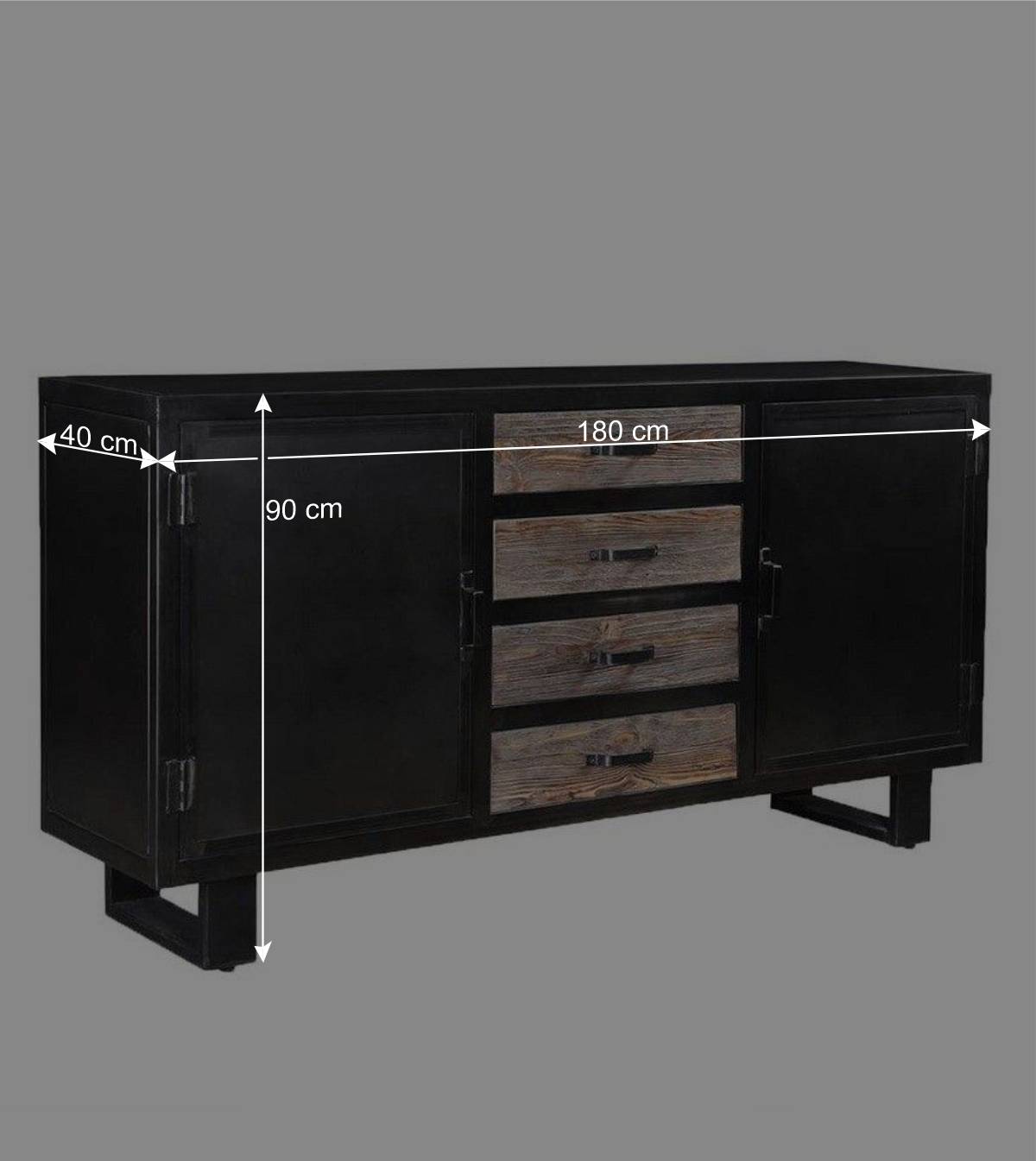 Sideboard im Factory Design in Schwarz - Vebugran