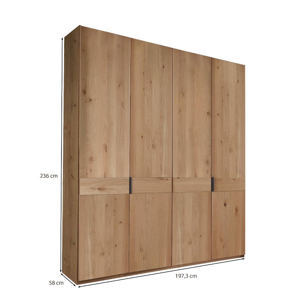 4-türiger Kleiderschrank in Eiche Bianco - Yanicas