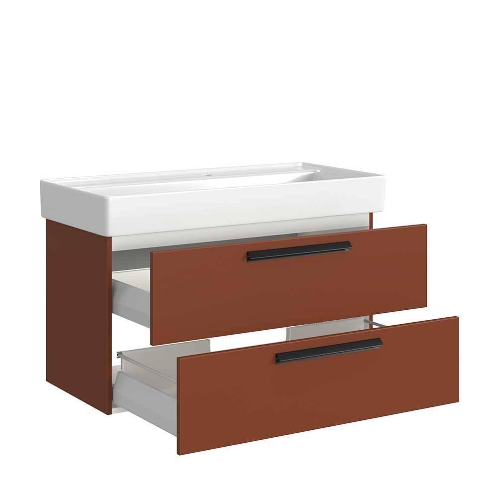 Waschplatz und Midischrank in Dunkelrot - Exeler (dreiteilig)