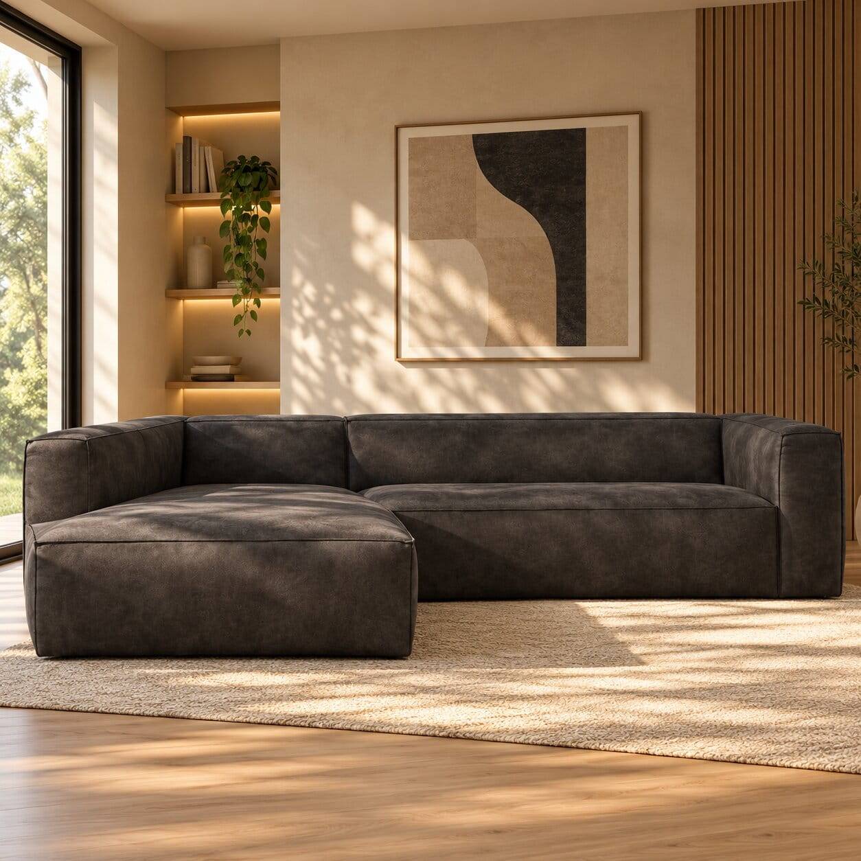 Moderne Sofaecke in Schwarz Recyclingleder - Vlotho