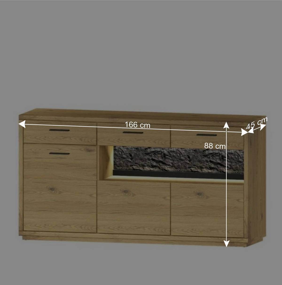 Massivholz Sideboard und Paneel Set - Friburgo (zweiteilig)