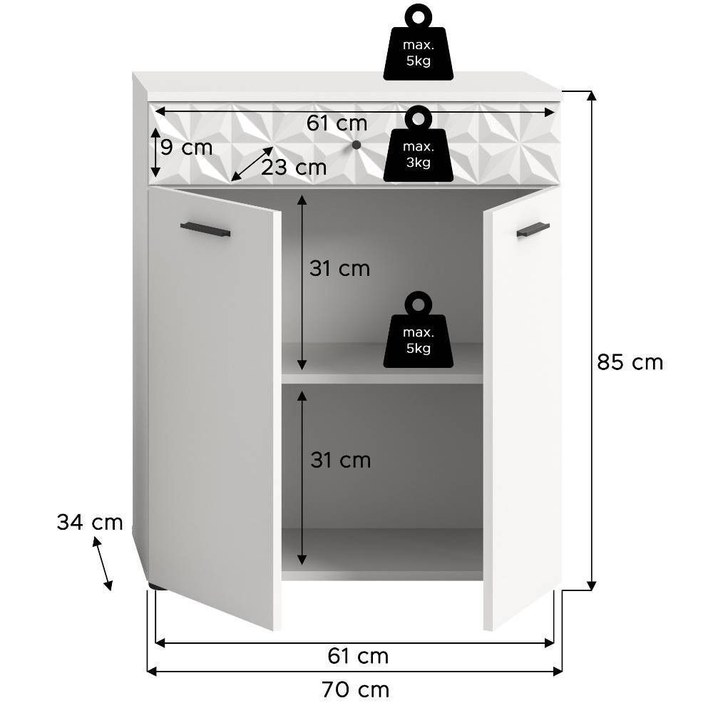 Badezimmer Vertiko in Weiß - Ustabo