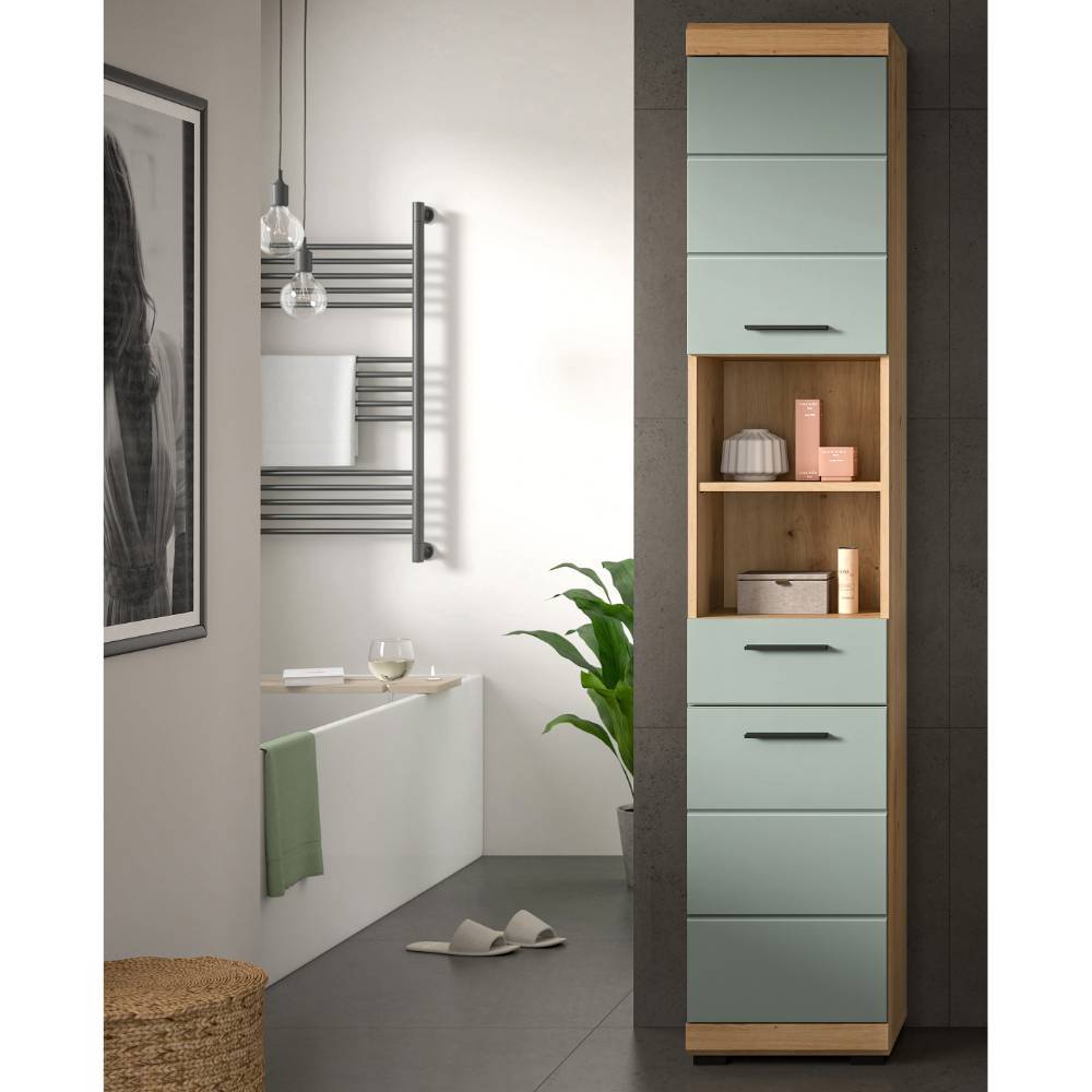 Bad-Hochschrank in Salbeigrün - Tamdato