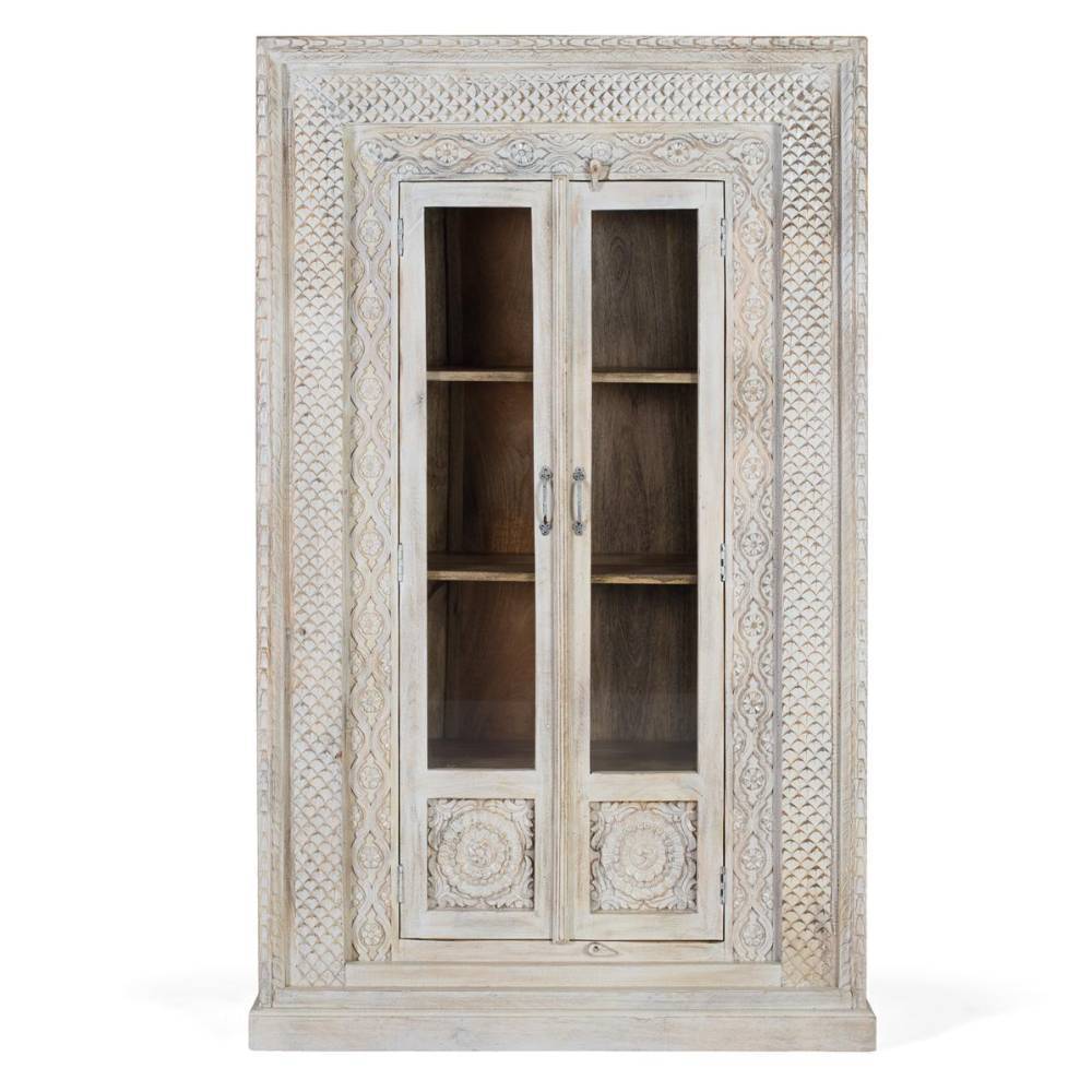 Vintage Vitrinenschrank in Antikweiß - Oladios