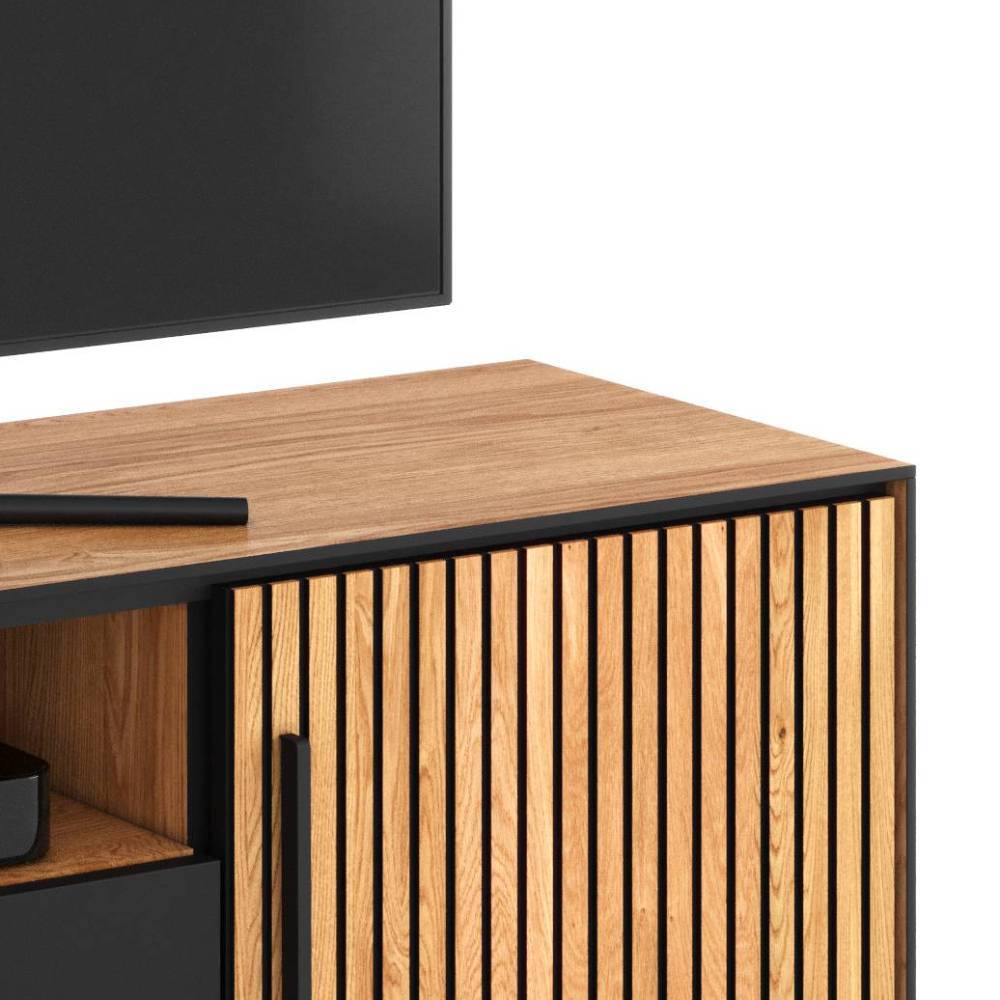 TV Lowboard in Eichefarben und Schwarz - Mantua