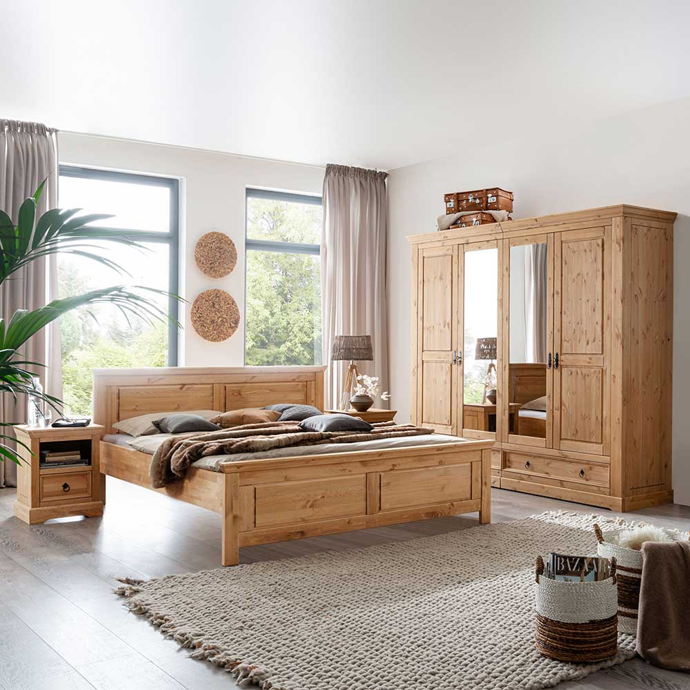 landhausmöbel für das schlafzimmer als möbel set aus kiefer - voeca  (4-teilig)