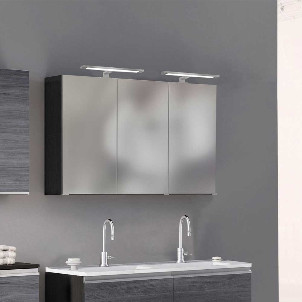 Grauer 3D Bad-Spiegelschrank mit 120 cm Breite - Nitusa