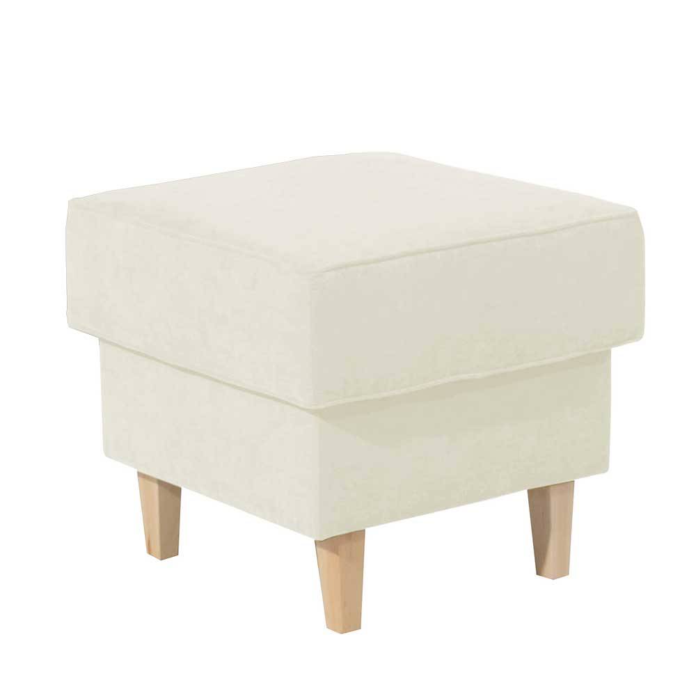 Velours Couchhocker in Cremefarben - Kanmura