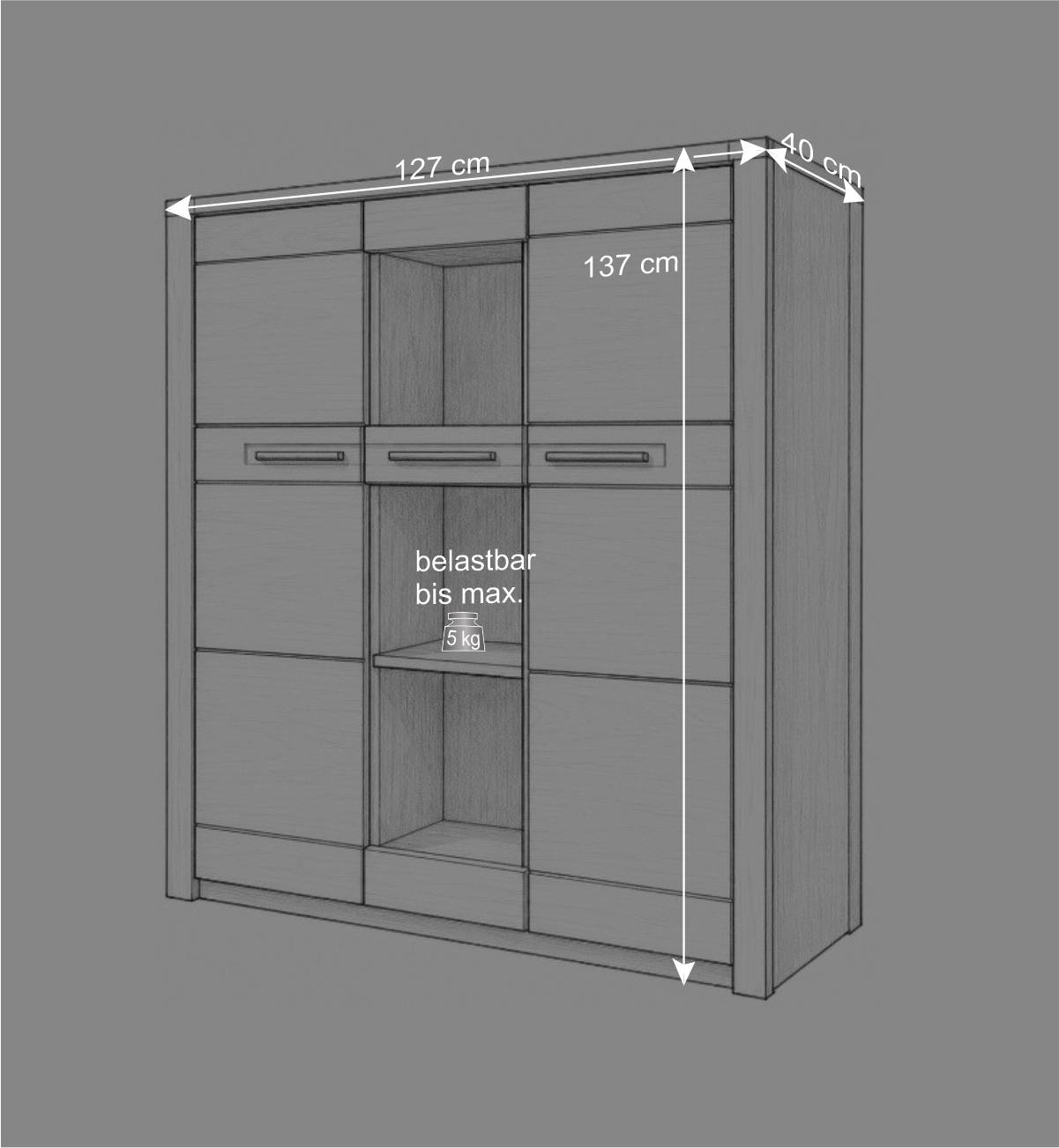 TV Board & Highboard & Hängeregal Set - Amyonta (dreiteilig)