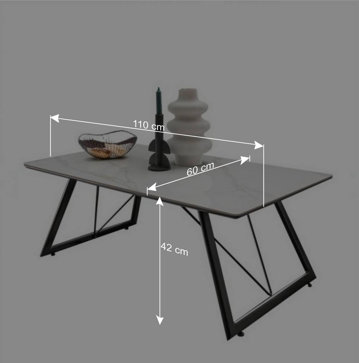 Marmor Optik Couchtisch mit Keramik Platte - Gildas