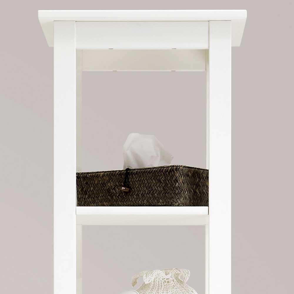 Weiß lasiertes Badezimmer Regal aus Kiefer massiv - Lousias