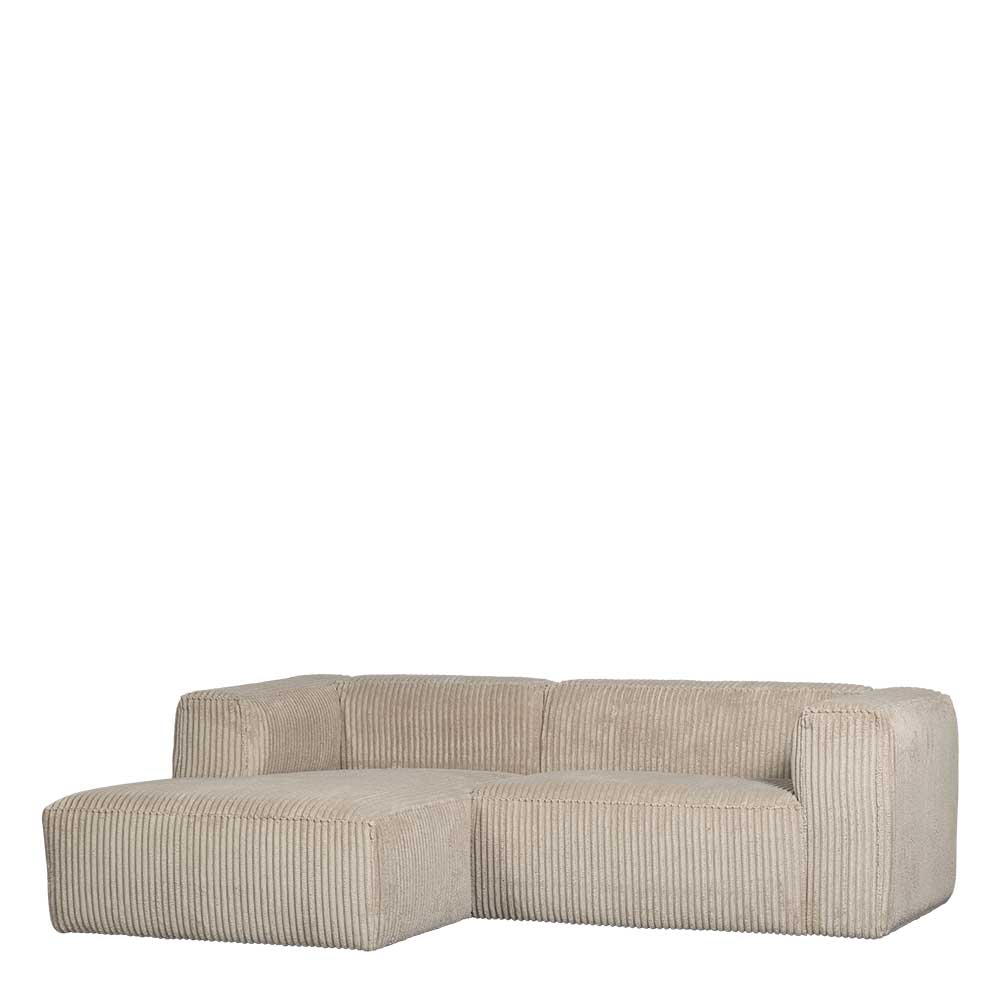 Ecksofa in Beige Ribcord - Fanandro