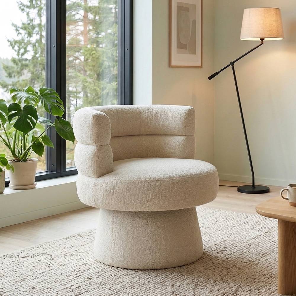 Polstersessel in Offwhite Boucle - Zuzi