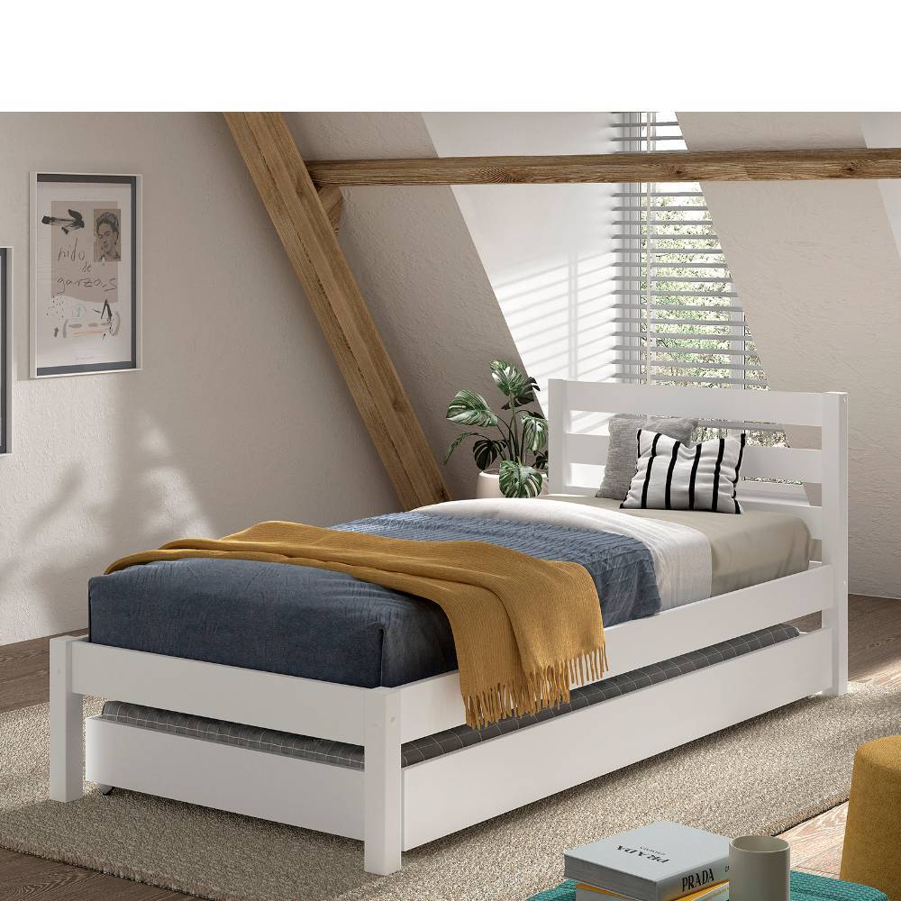 Einzelbett mit Bettkasten auf Rollen - Napcolia