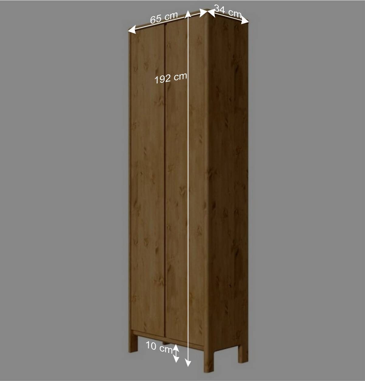 65x192x34 2-türiger Dielenschrank aus Kiefer - Etvina