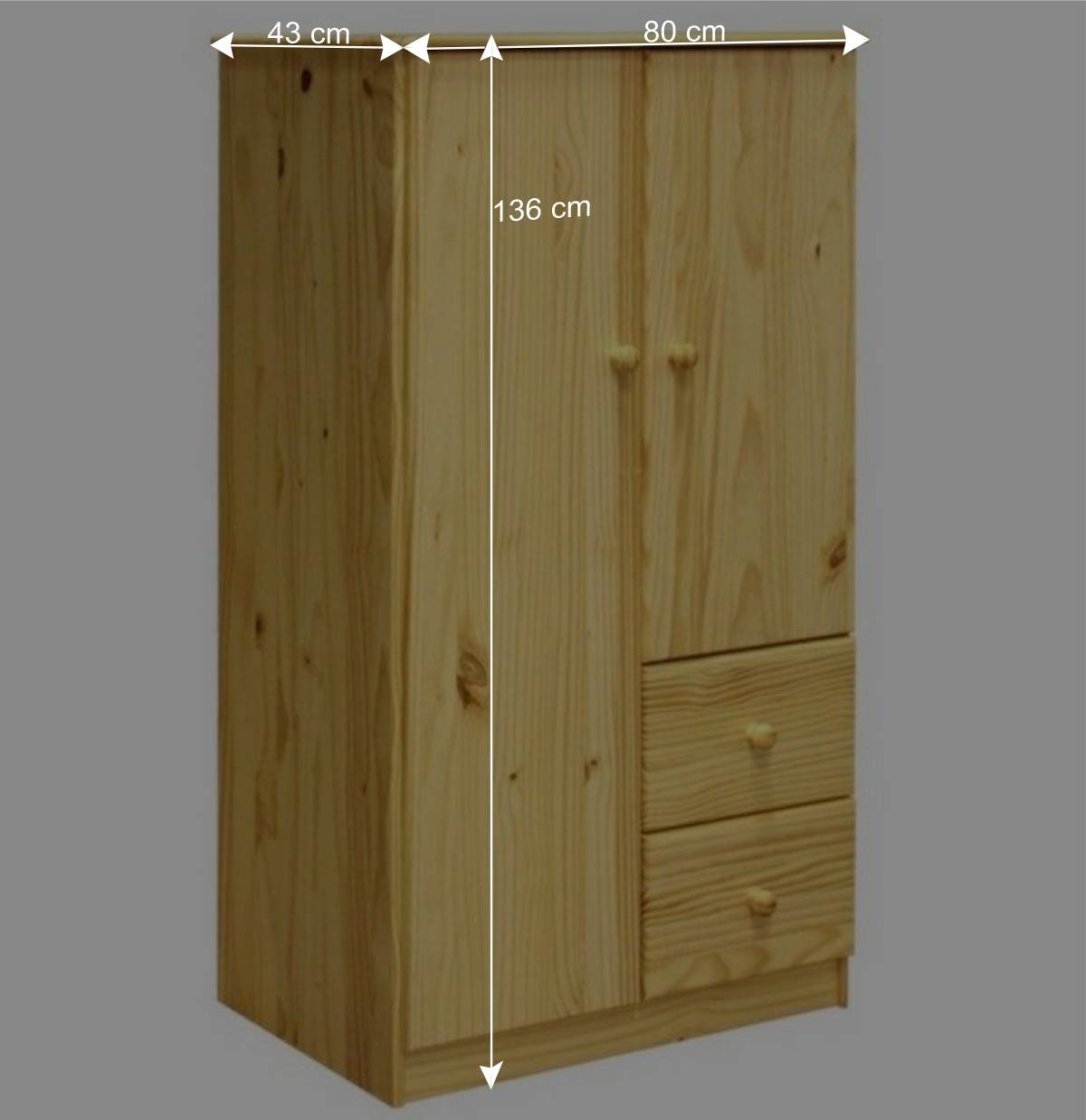 Kiefernholz-Wäscheschrank massiv - Ekorena