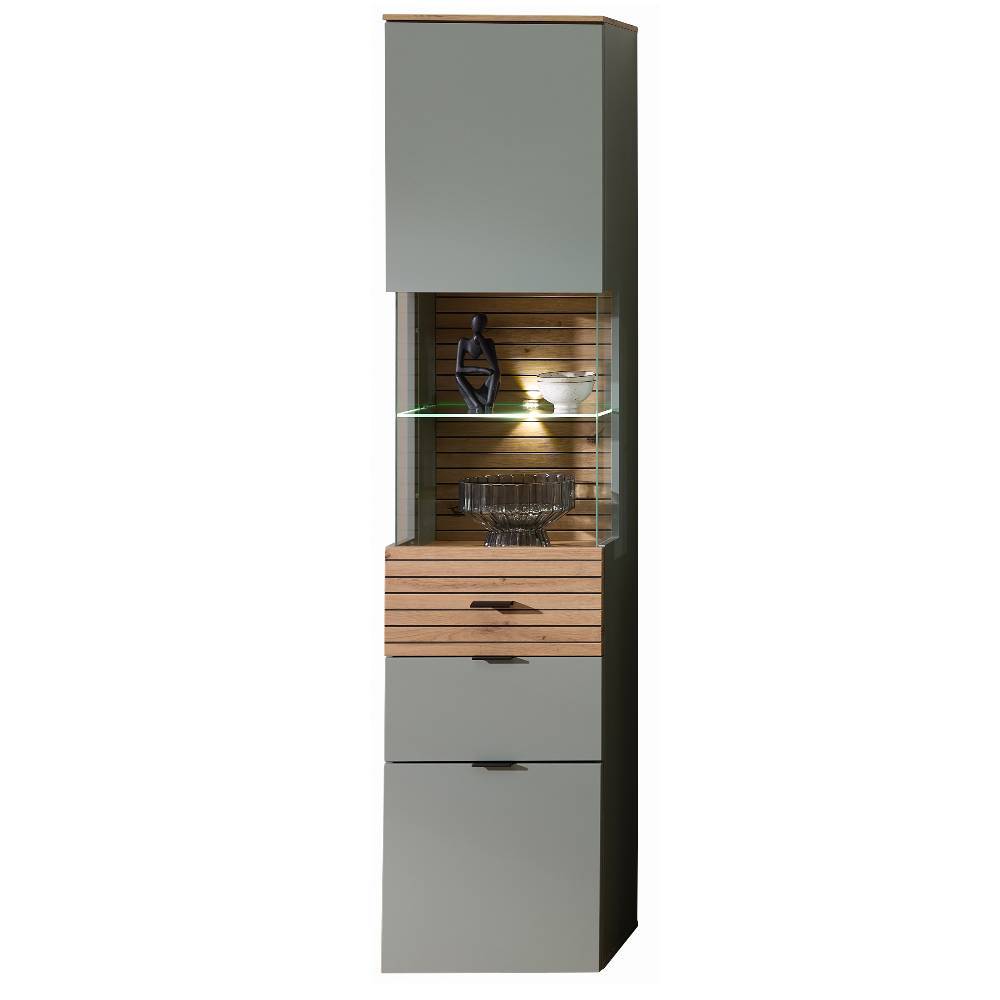 Vitrine in Graugrün und Wildeiche - Halimi