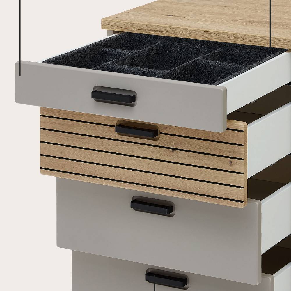 Schreibtisch Rollcontainer in Grau - Dorota