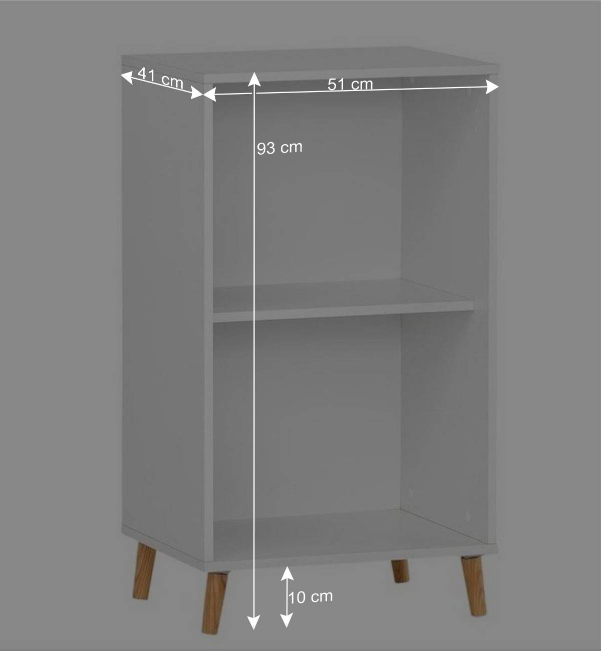 51x93x41 Ordnerregal in Weiß mit Eiche Füßen - Obtin