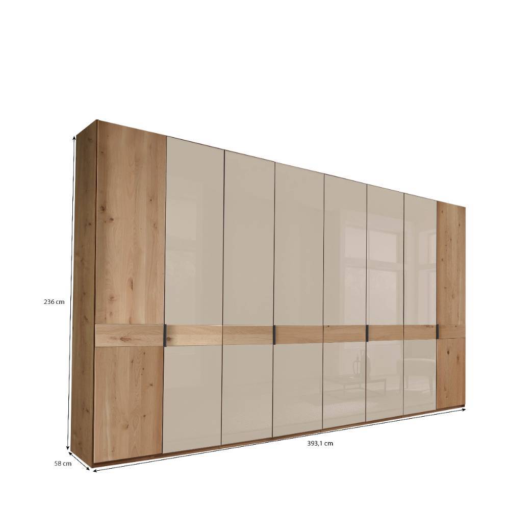8-türiger Schlafzimmerschrank in Champagner - Nikoba