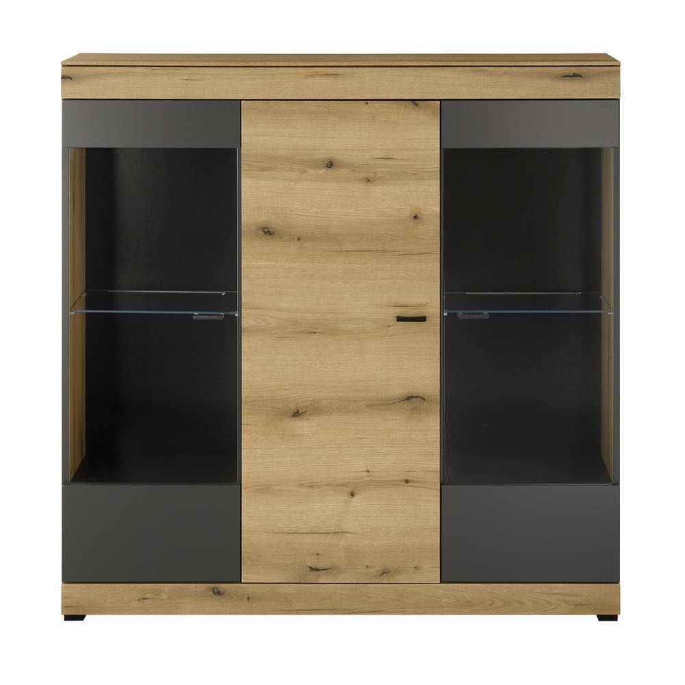 Highboard Vitrine in Eiche Optik - Addara