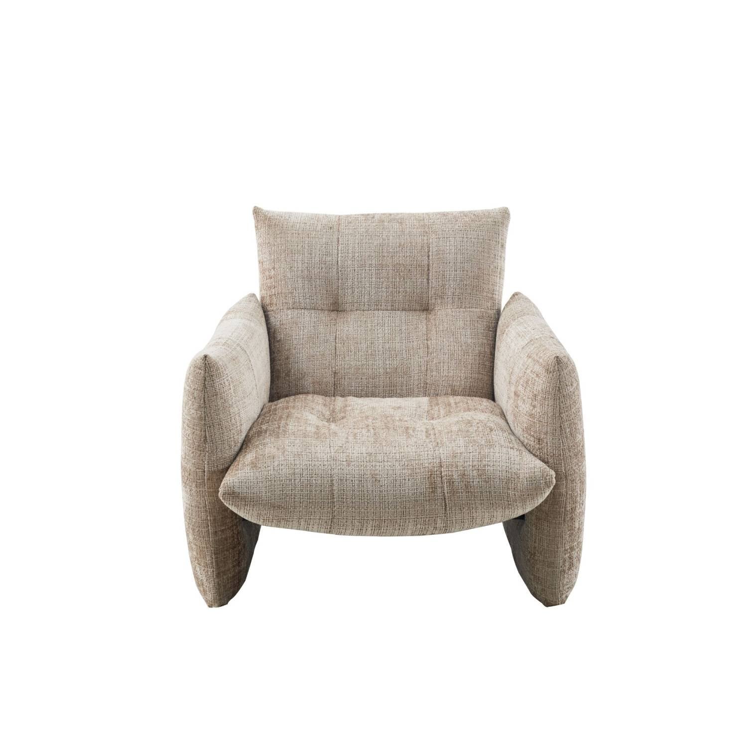 Voluminöser Polstersessel in Beige mit strukturierter Polsterung und Armlehnen – Sylverta