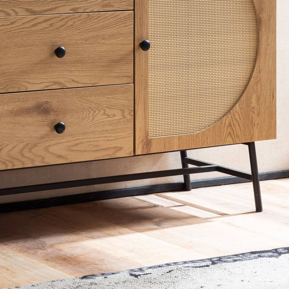 Skandi Sideboard in Eiche Optik und Beige - Kaivason