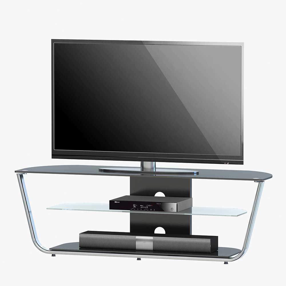 Design TV Tisch mit Glas & Schwarzglas - Flacona