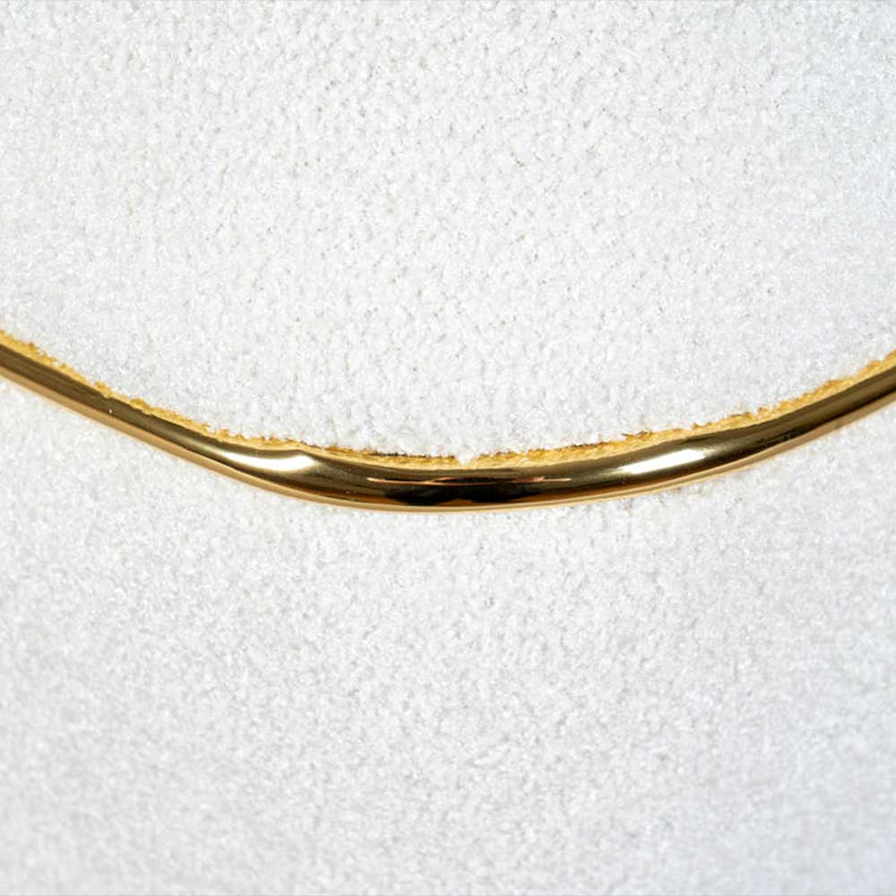 Hocker in Weiß Webplüsch mit Gold - Tandrea